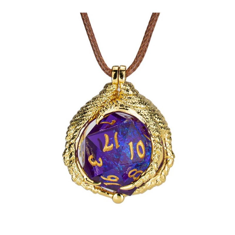 Dragon's Claw Necklace with Random D20 - Guld