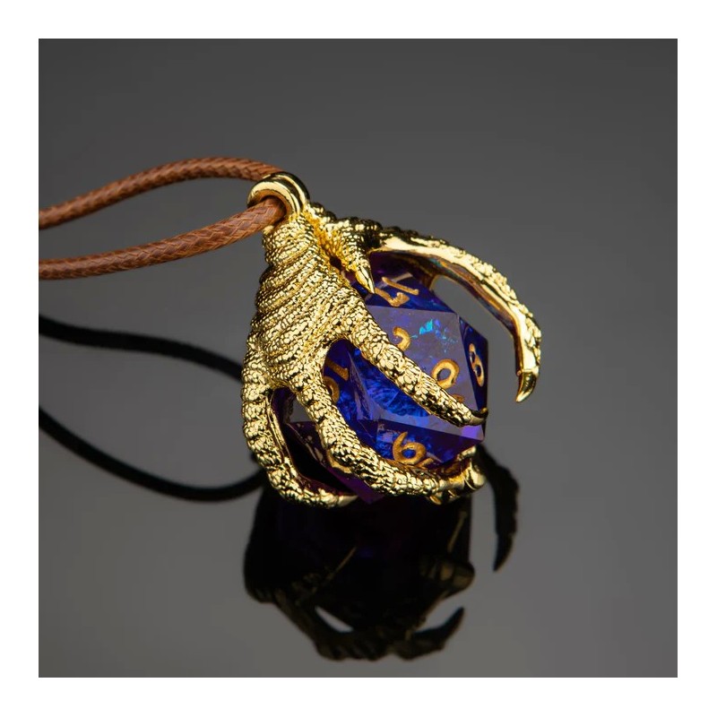 Dragon's Claw Necklace with Random D20 - Guld