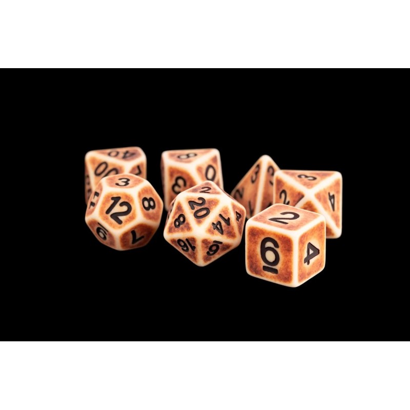 16mm Resin Poly Dice Set Ancient Brown