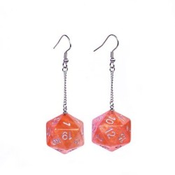 D20 Galaxy Earrings: Red & Orange
