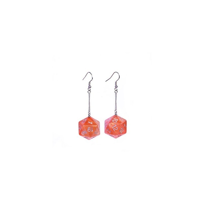 D20 Galaxy Earrings: Red & Orange