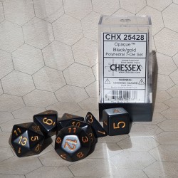 CHX25428 Opaque Dice Set Black/Gold