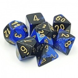 CHX26435 RPG Dice Sets Black-Blue/Gold Gemini Polyhedral 7-Die Set