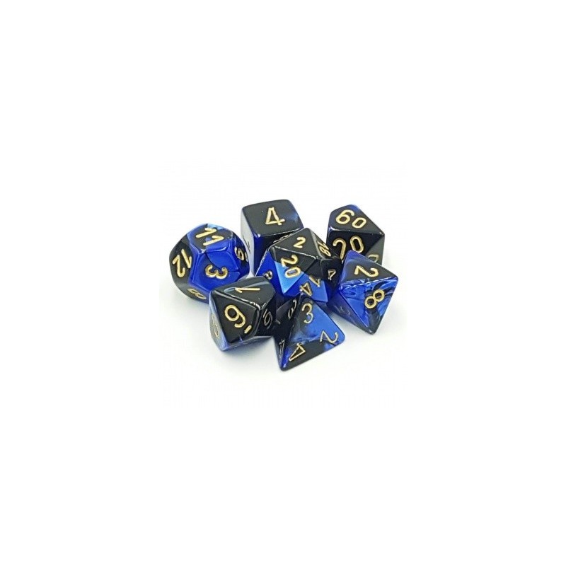 CHX26435 RPG Dice Sets Black-Blue/Gold Gemini Polyhedral 7-Die Set
