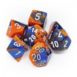 CHX26452 Gemini Polyhedral 7-Die Set - Blue-Orange w/white