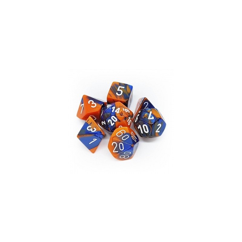 CHX26452 Gemini Polyhedral 7-Die Set - Blue-Orange w/white