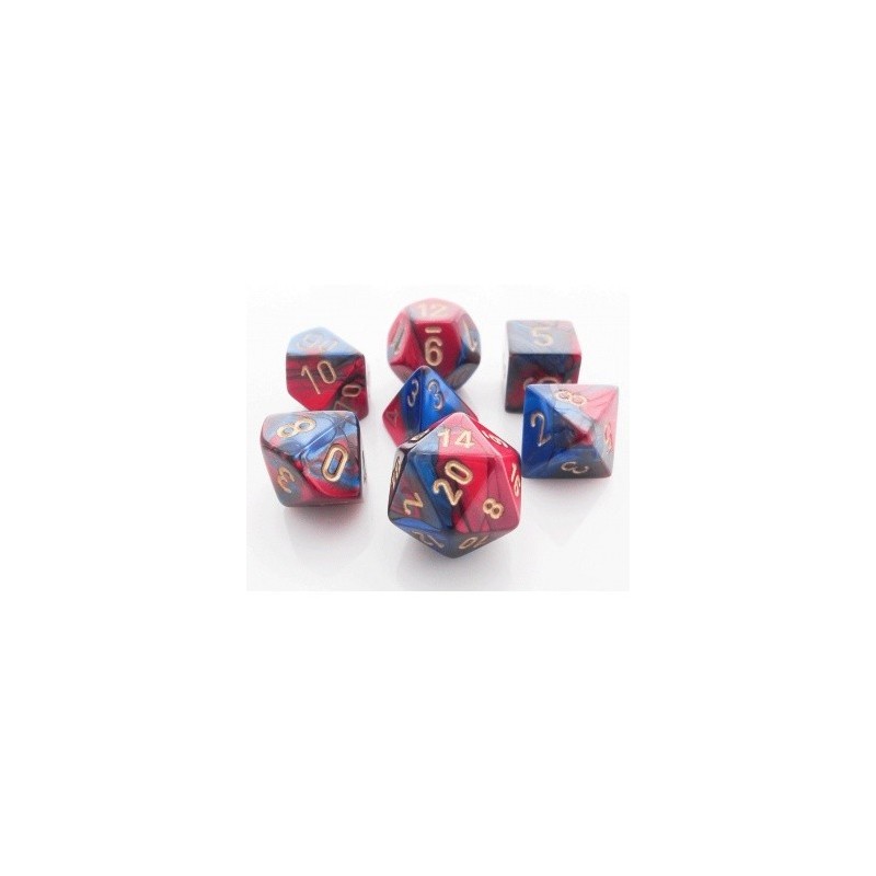 CHX26429 Gemini Polyhedral 7-Die Set - Blue-Red w/gold