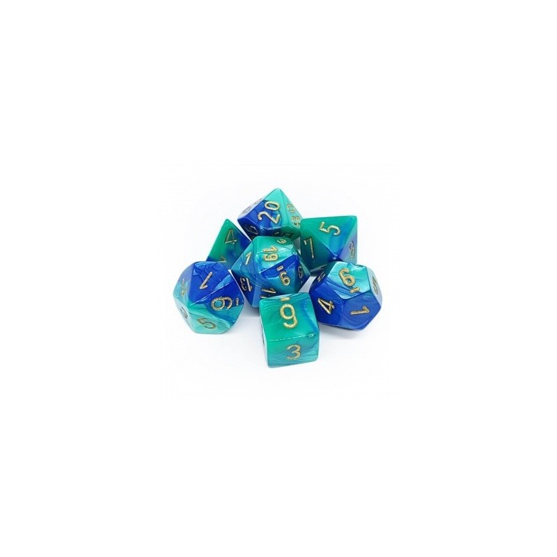 CHX26459 Gemini Polyhedral 7-Die Set - Blue-Teal w/gold
