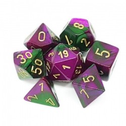 CHX26434 Gemini Polyhedral 7-Die Set - Green-Purple w/gold