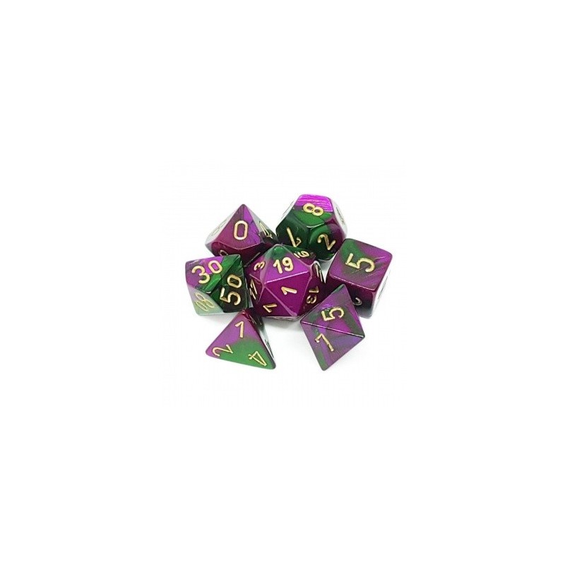 CHX26434 Gemini Polyhedral 7-Die Set - Green-Purple w/gold