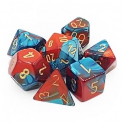 CHX26462 Gemini Polyhedral 7-Die Set - Red-Teal with gold
