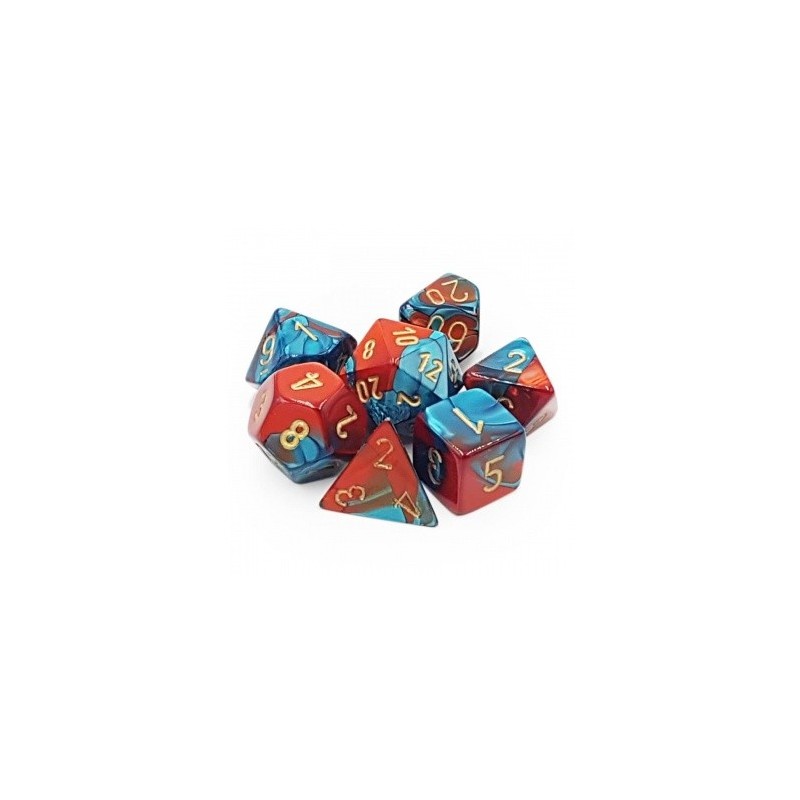 CHX26462 Gemini Polyhedral 7-Die Set - Red-Teal with gold