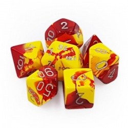 CHX26450 Gemini Polyhedral 7-Die Set - Red-Yellow w/silver