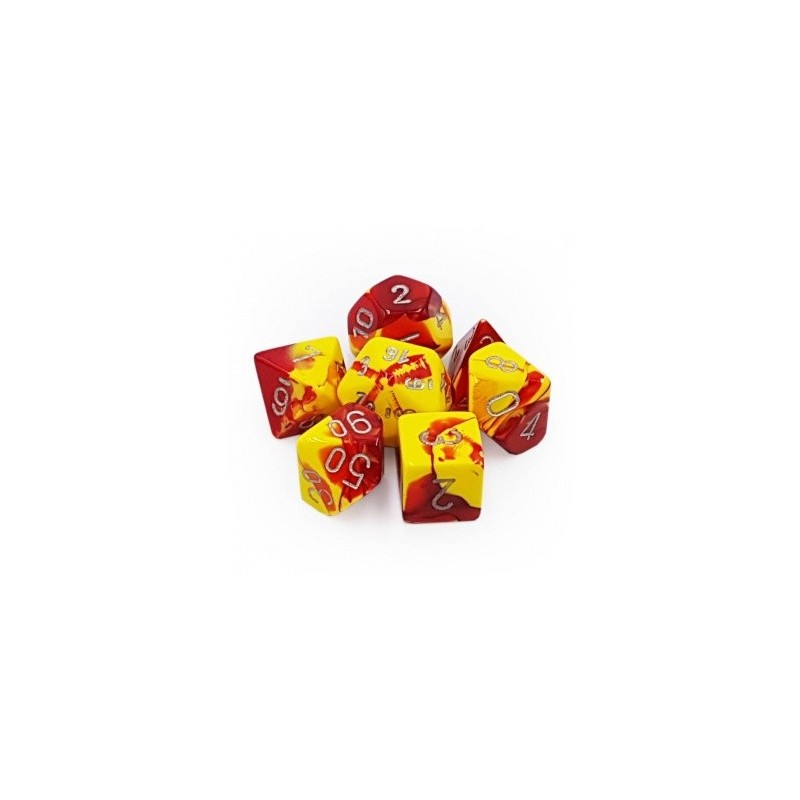 CHX26450 Gemini Polyhedral 7-Die Set - Red-Yellow w/silver