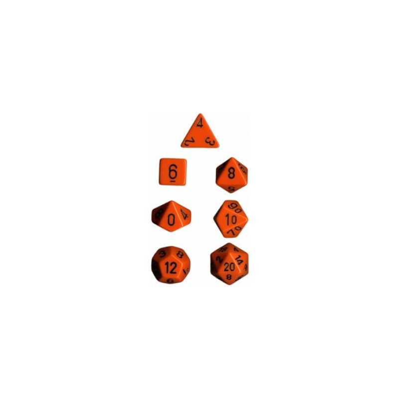 CHX25403 Opaque Polyhedral 7-Die Sets - Orange w/black