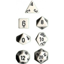 CHX25401 Opaque Polyhedral 7-Die Sets - White w/black