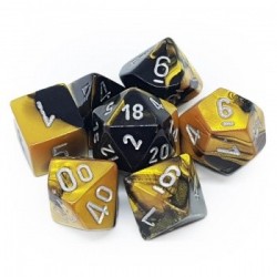 CHX26451 Gemini Polyhedral 7-Die Set - Black-Gold w/silver