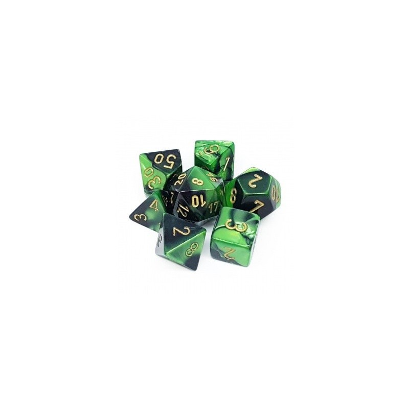 CHX26439 Gemini Polyhedral 7-Die Set - Black-Green w/gold