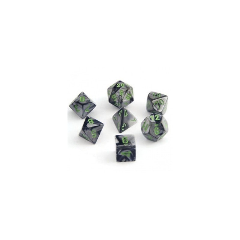 CHX26445 Gemini Polyhedral 7-Die Set - Black-Grey w/green