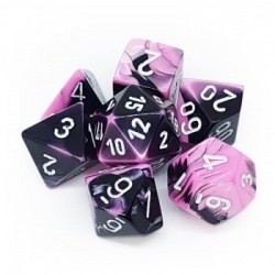 CHX26430 Gemini Polyhedral 7-Die Set - Black-Pink w/white