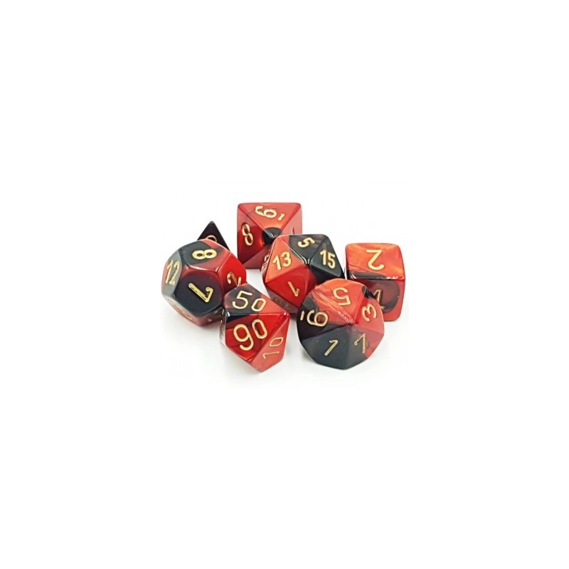 CHX26433 Gemini Polyhedral 7-Die Set - Black-Red w/gold