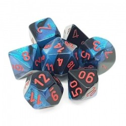 CHX26458 Gemini Polyhedral 7-Die Set - Black-Starlight w/red