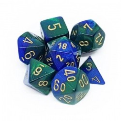 CHX26436 Gemini Polyhedral 7-Die Set - Blue-Green w/gold