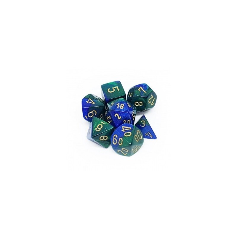 CHX26436 Gemini Polyhedral 7-Die Set - Blue-Green w/gold