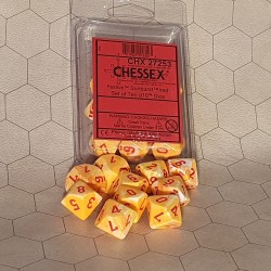 CHX27253 Festive Sunburst/red - Set of Ten d10`s
